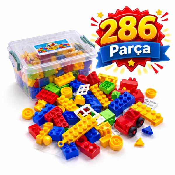 Eğitici Renkli Blok Oyuncak Seti –  ( 286 Parça Yapı Seti )