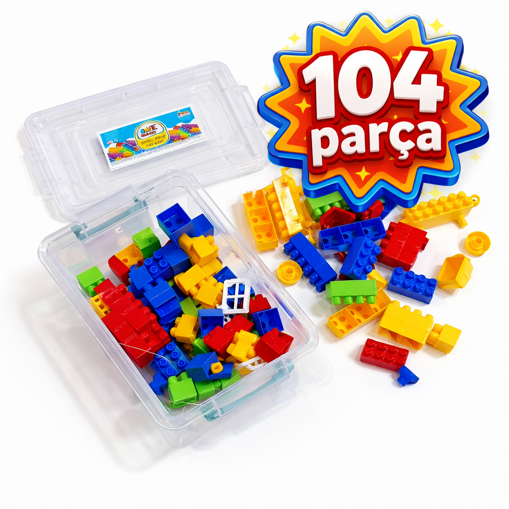 Eğitici Renkli Blok Oyuncak Seti –  ( 104 Parça Yapı Seti )