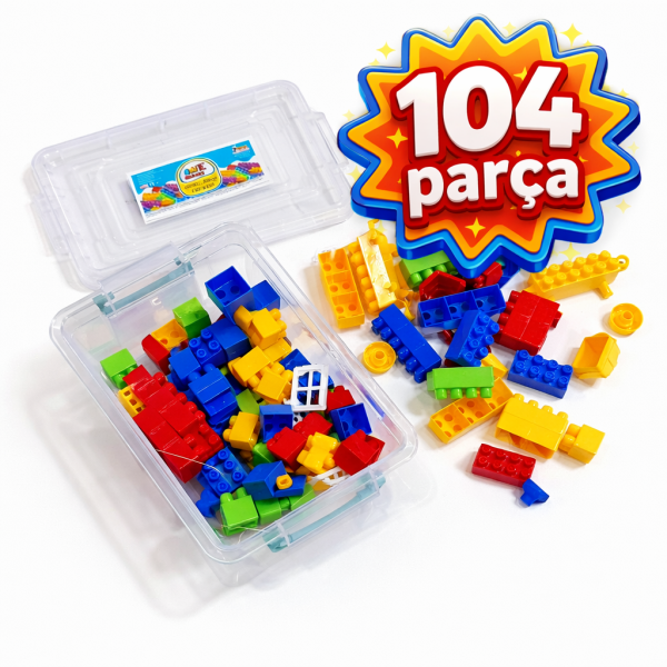 Eğitici Renkli Blok Oyuncak Seti –  ( 104 Parça Yapı Seti )