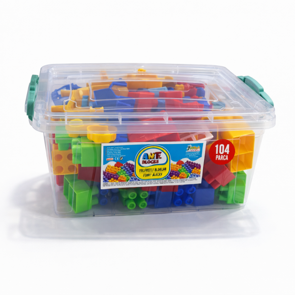 Eğitici Renkli Blok Oyuncak Seti –  ( 104 Parça Yapı Seti )