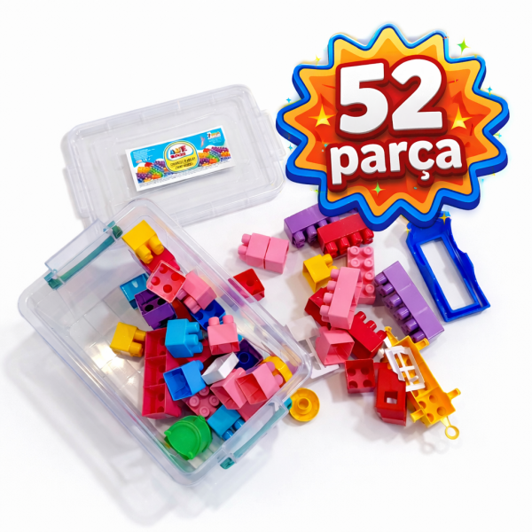 Eğitici Renkli Blok Oyuncak Seti –  ( 52 Parça Yapı Seti )