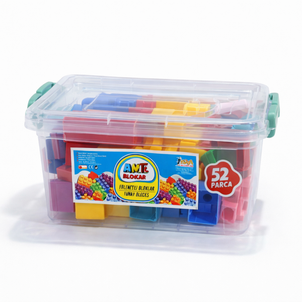 Eğitici Renkli Blok Oyuncak Seti –  ( 52 Parça Yapı Seti )