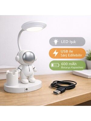 Astronot Figürlü LED Masa Lambası - USB Şarjlı -