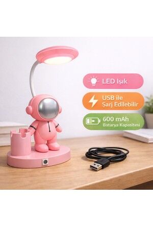 Astronot Figürlü LED Masa Lambası - USB Şarjlı -