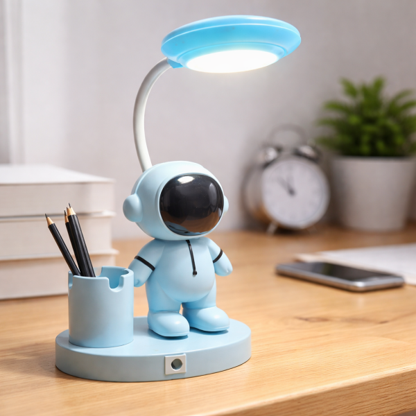 Astronot Figürlü LED Masa Lambası - USB Şarjlı - Mavi