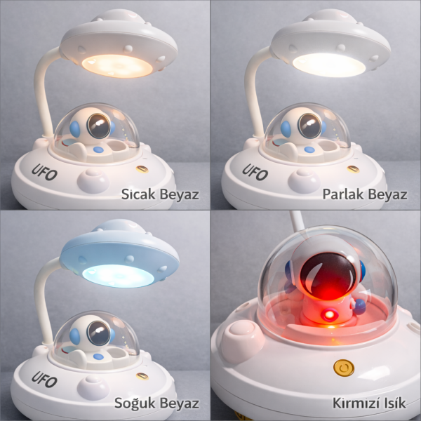 AstroLight UFO Şarjlı Masa Lambası - Beyaz