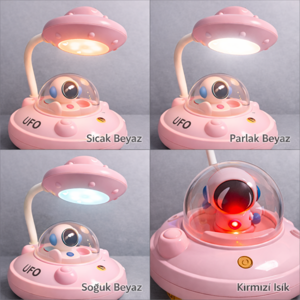 AstroLight UFO Şarjlı Masa Lambası - Pembe