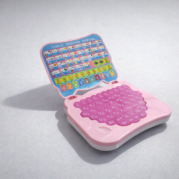 Mini Eğitici Laptop – Türkçe Öğrenim Haritalı - Oyuncak Bilgisayar Pembe