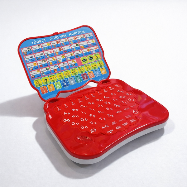 Mini Eğitici Laptop – Türkçe Öğrenim Haritalı - Oyuncak Bilgisayar Kırmızı