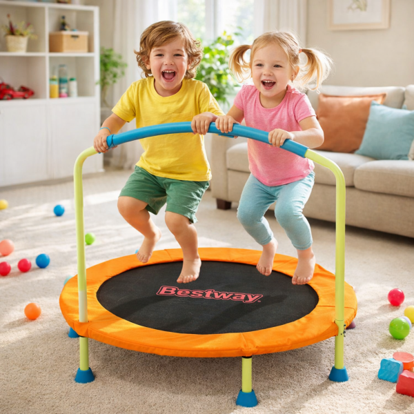 Mini Çocuk Trambolini – Tutma Kollu Güvenli Zıplama Trambolini 91CM x 96CM