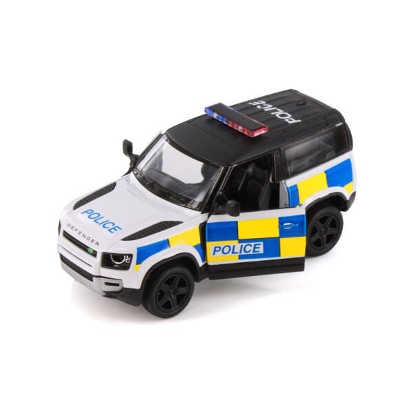 Kinsmart Land Rover Defender 110 Polis Arabası 1:36 13CM Die-Cast Metal Model Araba