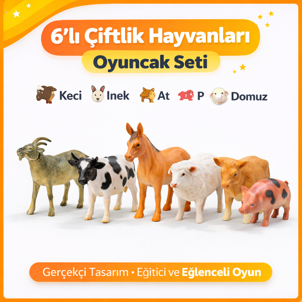 Çiftlik Hayvanları Oyuncak Seti 6’lı