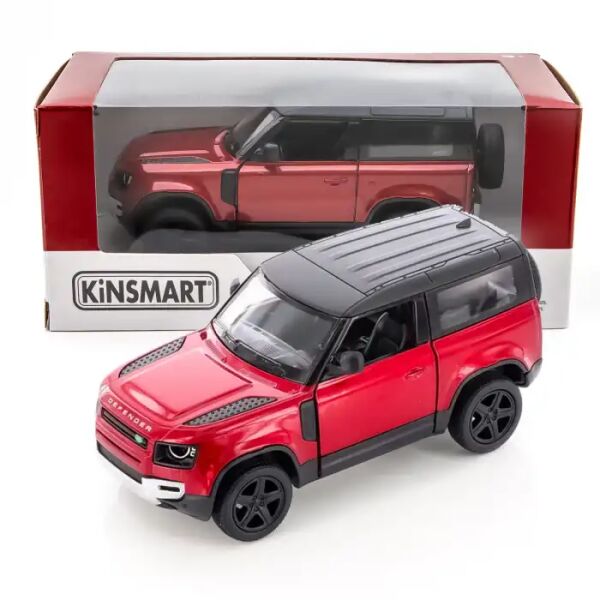 Kinsmart Land Rover Defender 90 Die Cast Model Araba 1:36 Lisanslı Kırmızı