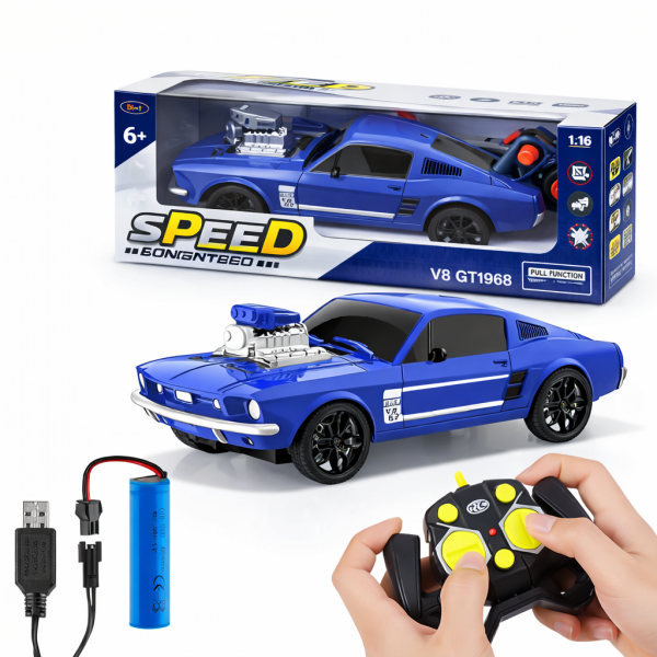 V8 GT1968 Uzaktan Kumandalı Araba 1:16 Şarjlı RC Araba Mavi