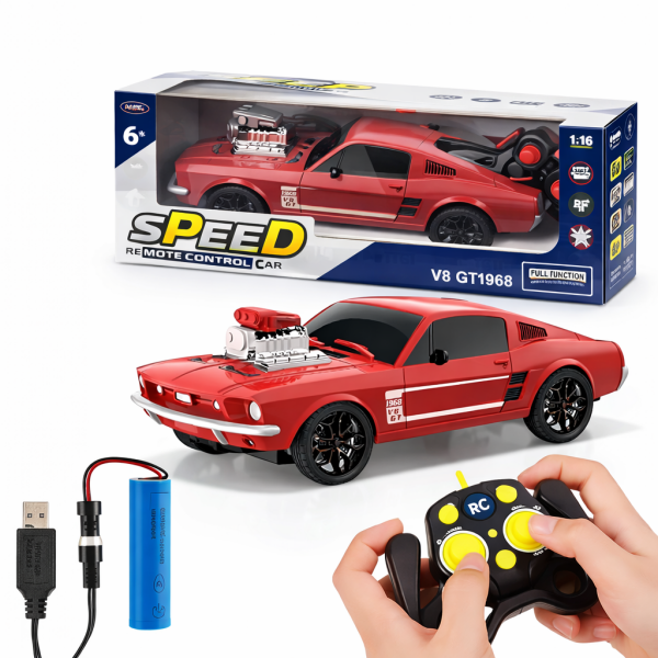 V8 GT1968 Uzaktan Kumandalı Araba 1:16 Şarjlı RC Araba Kırmızı