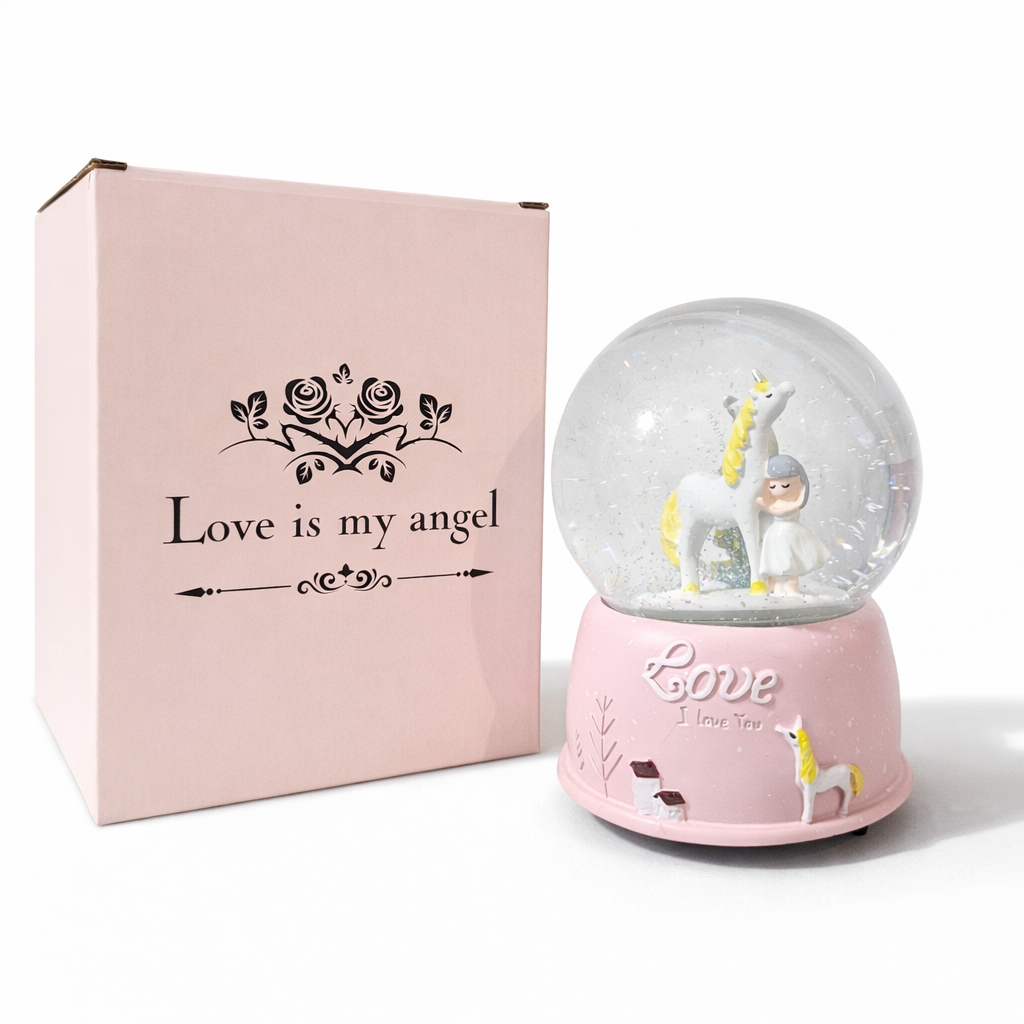 Unicorn Figürlü Kurmalı Müzikli Kar Küresi