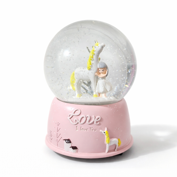 Unicorn Figürlü Kurmalı Müzikli Kar Küresi