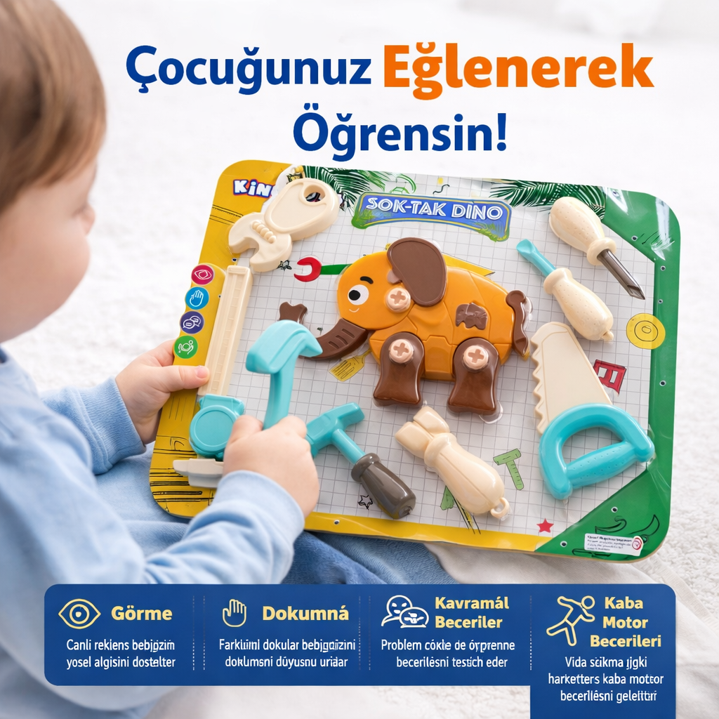 Mini Usta Fil – Sök Tak Eğitici Oyuncak Seti
