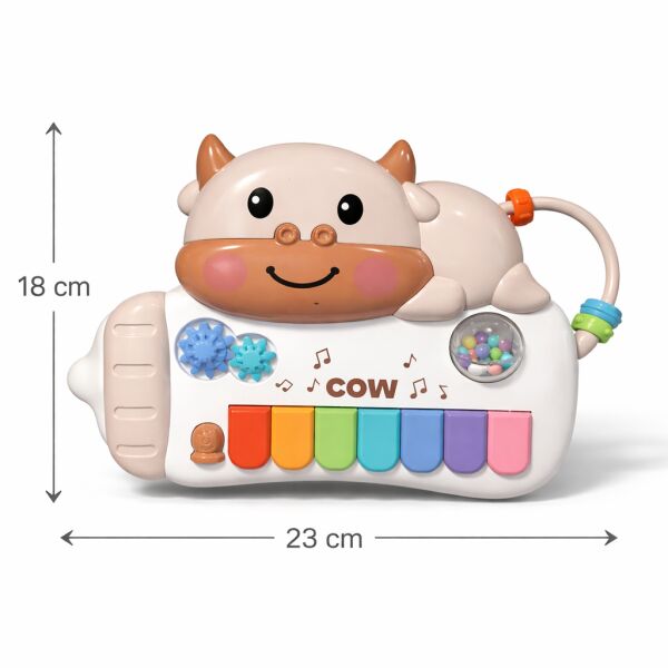 Eğitici Müzikli İnek Oyuncak – Renkli Tuşlu Bebek Piyanosu