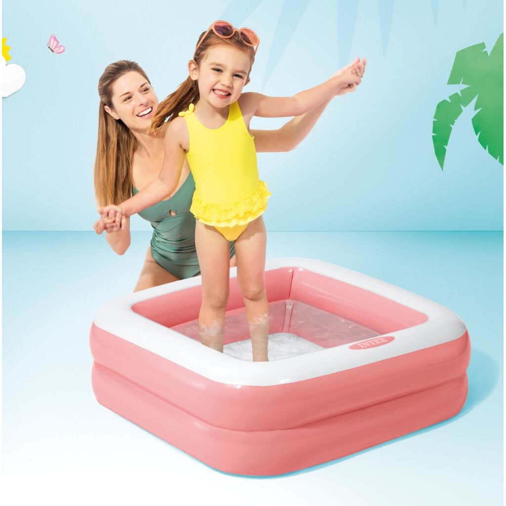 Şişme Taban Mini Kare Havuz 86x86x25 cm Pembe