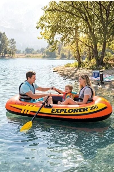 Intex Explorer Üç Kişilik Bot 300 Set (Kürek-Pompa dahil) 211x117x41 cm