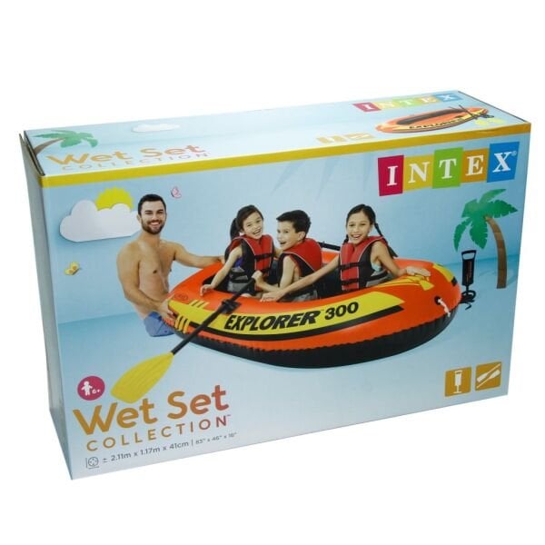 Intex Explorer Üç Kişilik Bot 300 Set (Kürek-Pompa dahil) 211x117x41 cm