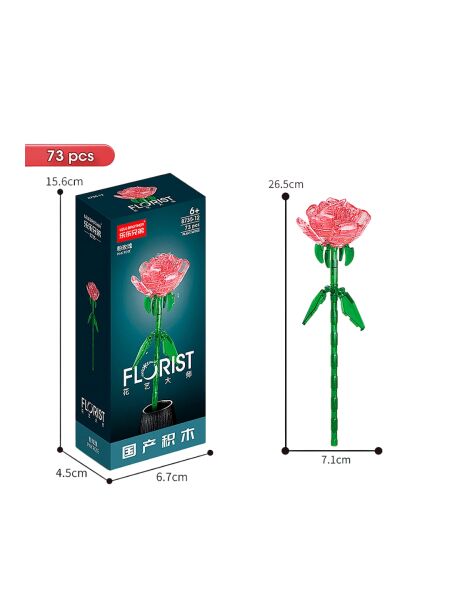 Renkli Işıklı Çiçek Yapım Seti - PINK ROSE 73 Parça
