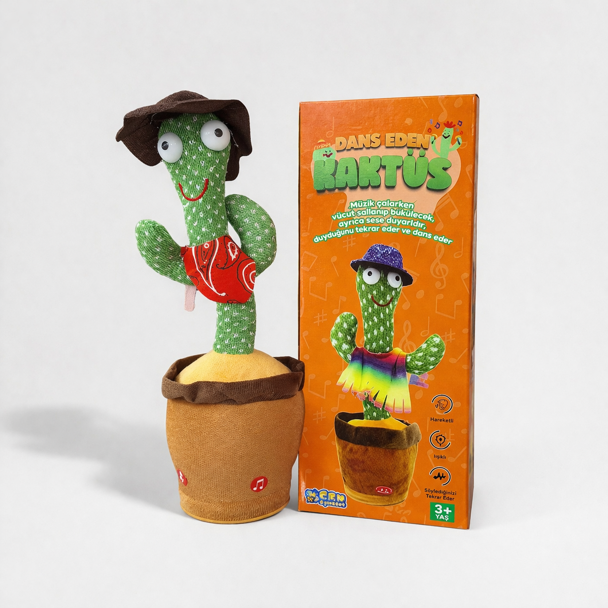Konuşan Dans Eden Kaktüs Işıklı Saksı Peluş Oyuncak Cactus Toy