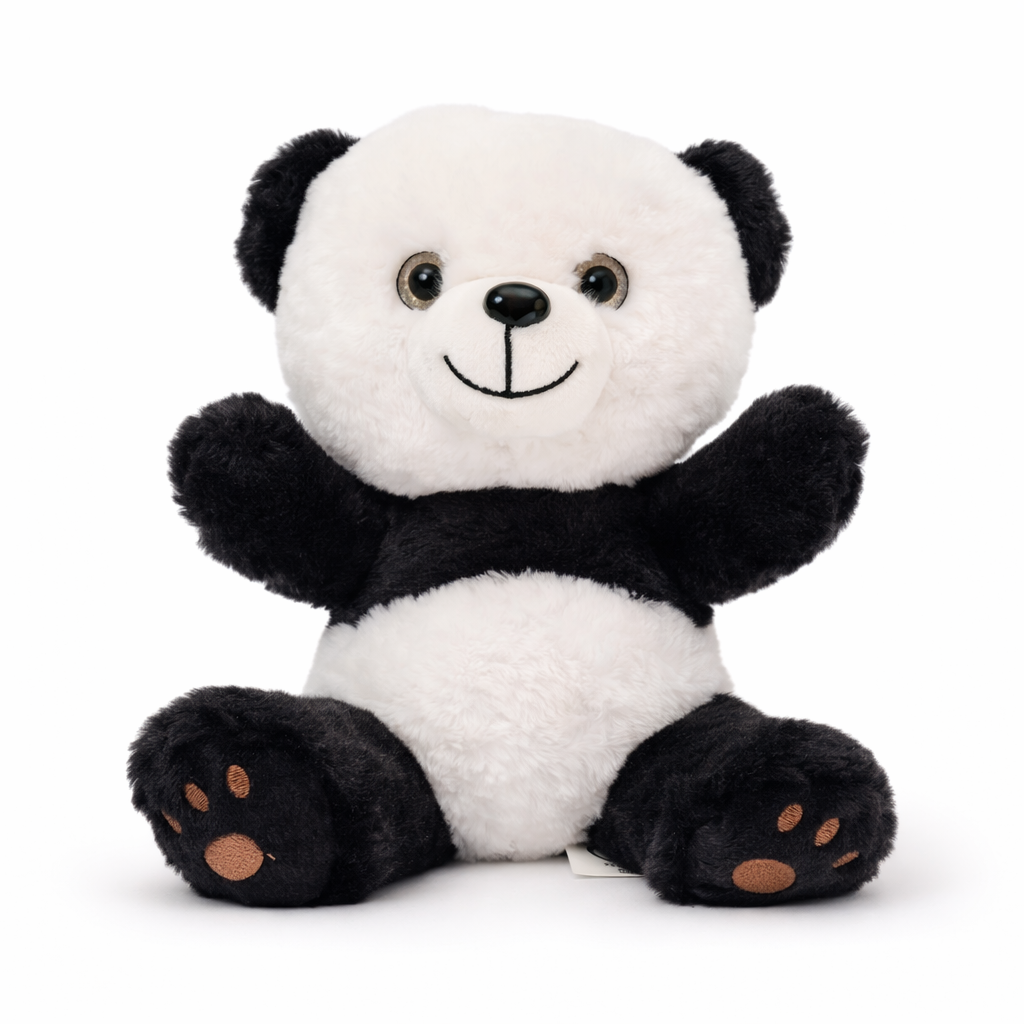 Sevimli Peluş Ayı - Yumuşak Ayıcık - 25CM Siyah Beyaz
