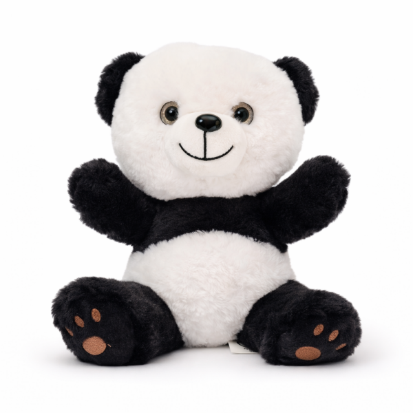 Sevimli Peluş Ayı - Yumuşak Ayıcık - 25CM Siyah Beyaz
