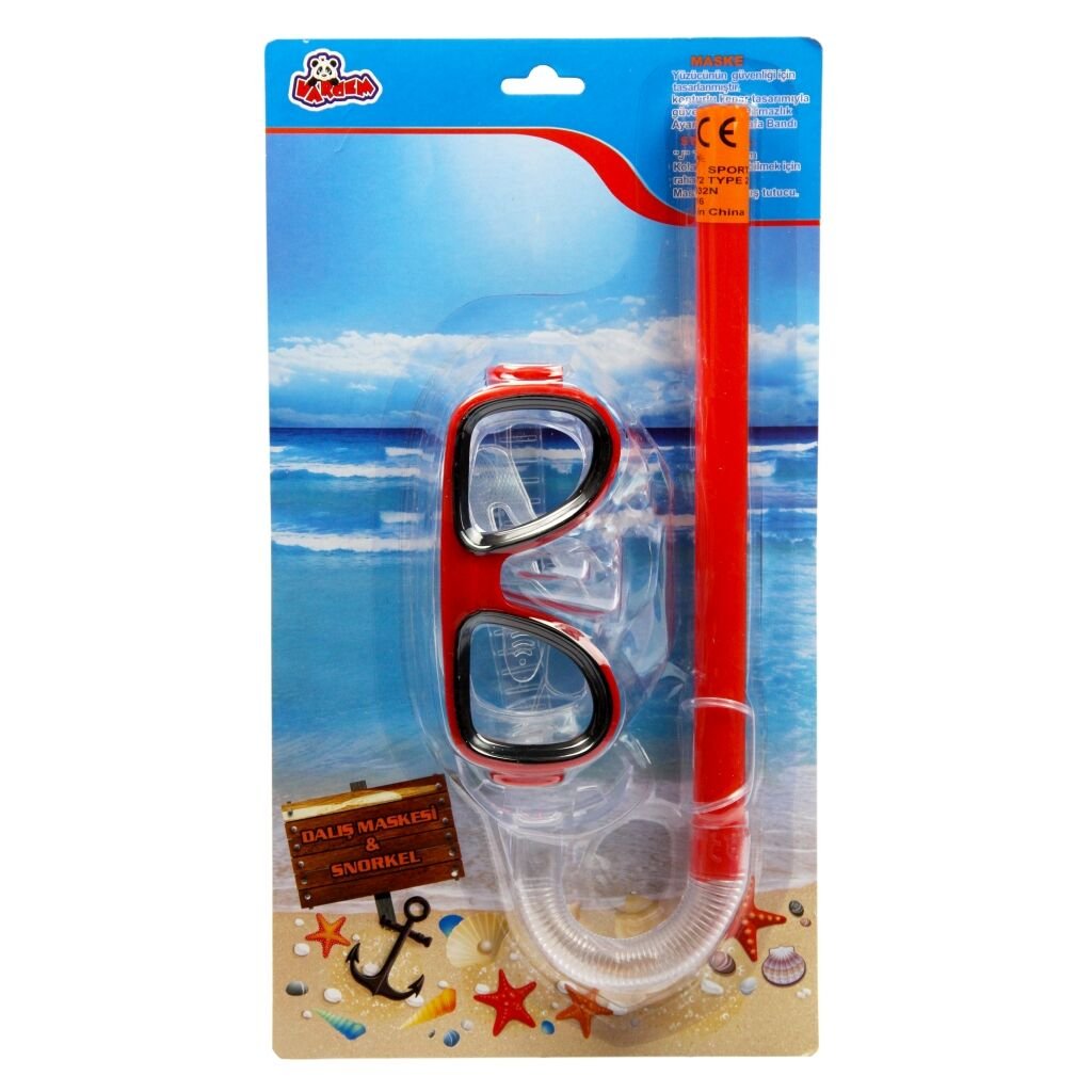 Kartela Oval Gözlüklü Şnorkel Set Kırmızı 