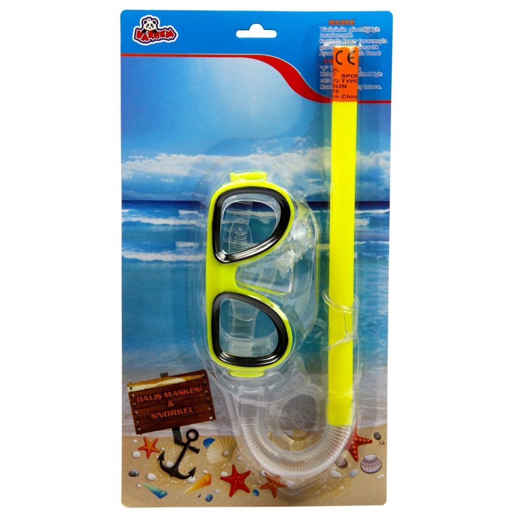 Kartela Oval Gözlüklü Şnorkel Set Neon sarı