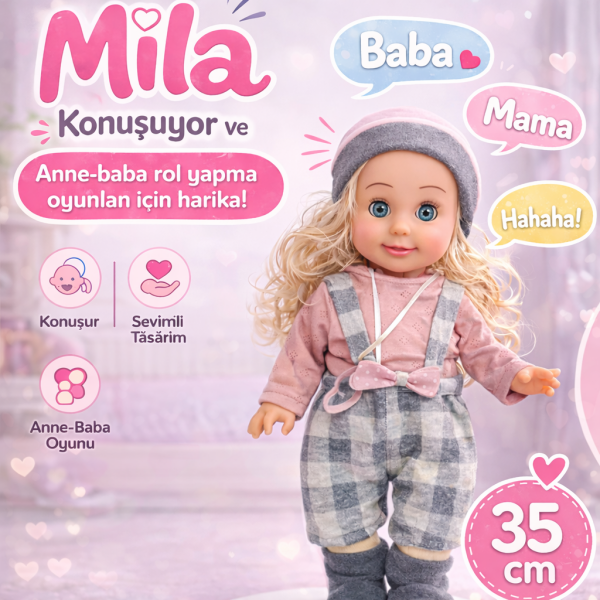 Mila Ağlayan ve Emzikli Bebek (35 cm)