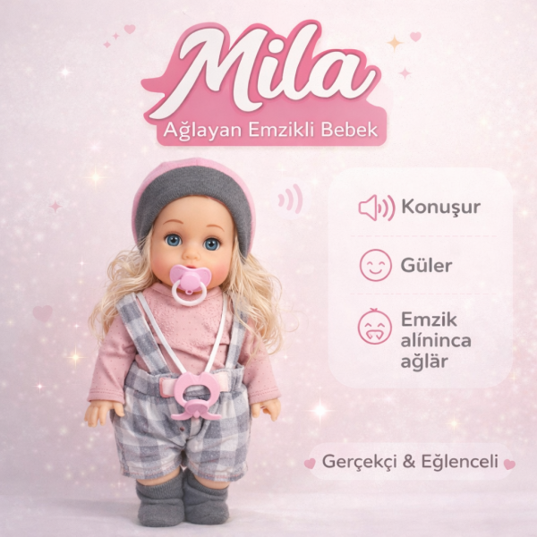 Mila Ağlayan ve Emzikli Bebek (35 cm)