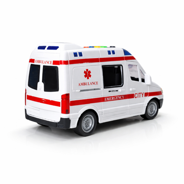 Işıklı Sesli Ambulans Oyuncak 1:16 – Açılır Kapı, 4 Ses Efekti