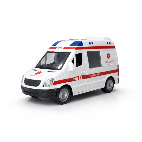 Işıklı Sesli Ambulans Oyuncak 1:16 – Açılır Kapı, 4 Ses Efekti