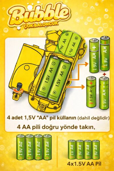 Işıklı Otomatik Baloncuk Tabancası - Bubble Gun 14cm Mor
