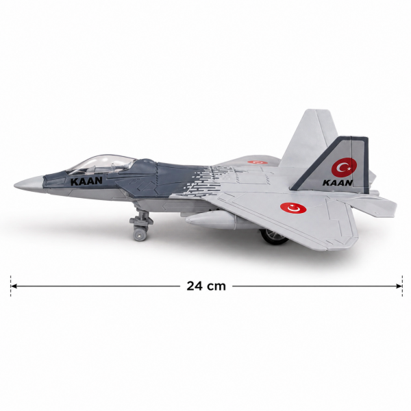KAAN Savaş Uçağı Oyuncak Işıklı Sesli 24 cm – Türk Bayraklı Jet Modeli