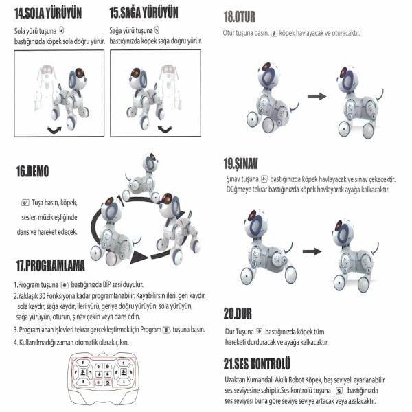 Vardem Uzaktan Kumandalı İnteraktif Şarjlı Akıllı Robot Köpek