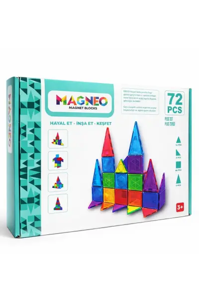 Magneo 72 Parça Manyetik Bloklar - Eğitici Magnet Geometrik Şekiller Seti