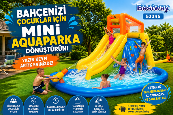 Bestway 53345 Kaydıraklı Şişme Çocuk Su Parkı - 435x286x267 cm