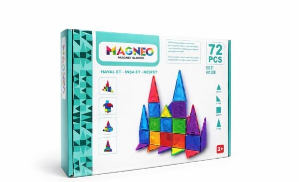 Magneo 72 Parça Manyetik Bloklar - Eğitici Magnet Geometrik Şekiller Seti