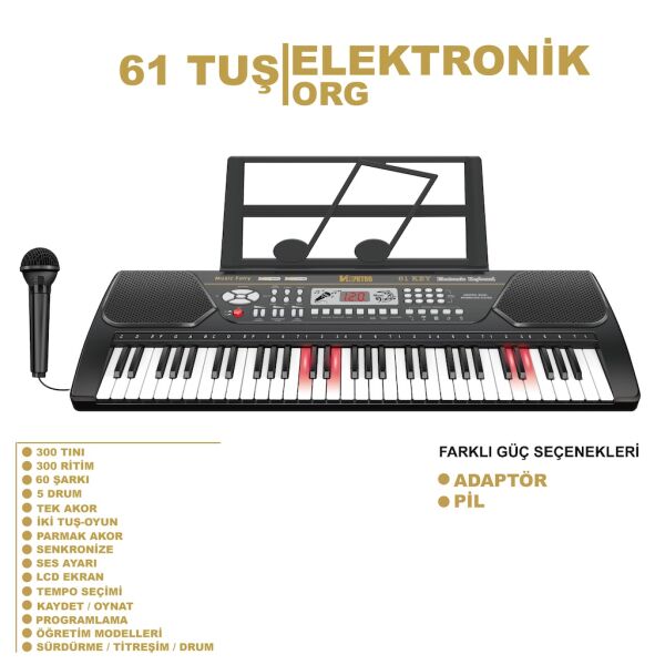 Vardem Vlektro TFL-328-21 61 Tuşlu Lcd Ekranlı Elektronik Büyük Org