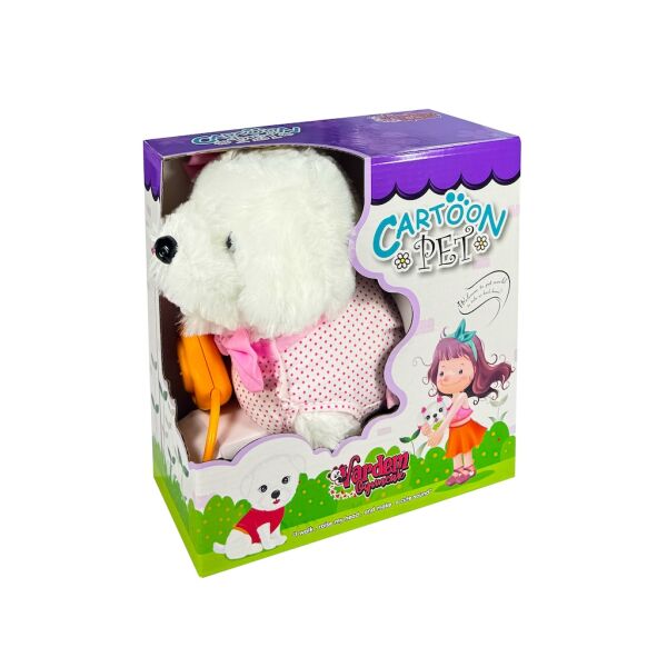 Vardem Tasmalı Hareketli Yürüyen Peluş Köpek Pembe Fiyonklu 25 cm