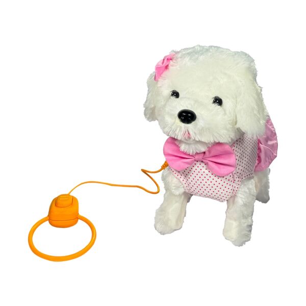 Vardem Tasmalı Hareketli Yürüyen Peluş Köpek Pembe Fiyonklu 25 cm