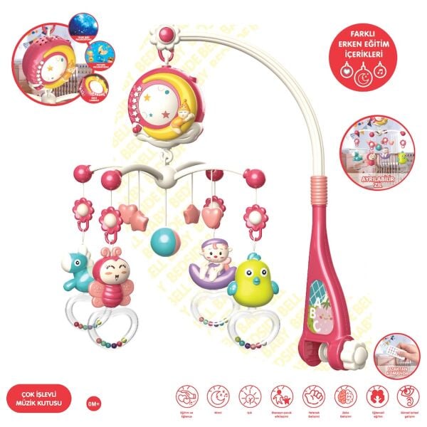 Vardem Işıklı Müzikli Kumandalı Kırmızı Bebek Yatak Oyuncağı - BİB-648A-54