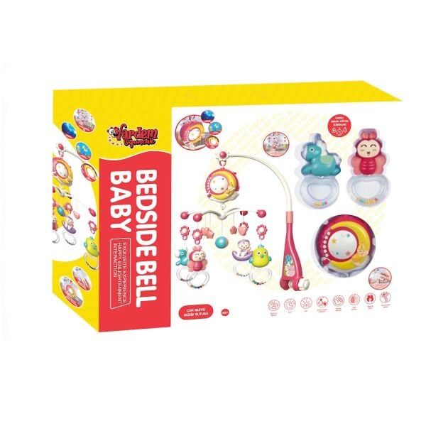 Vardem Işıklı Müzikli Kumandalı Kırmızı Bebek Yatak Oyuncağı - BİB-648A-54