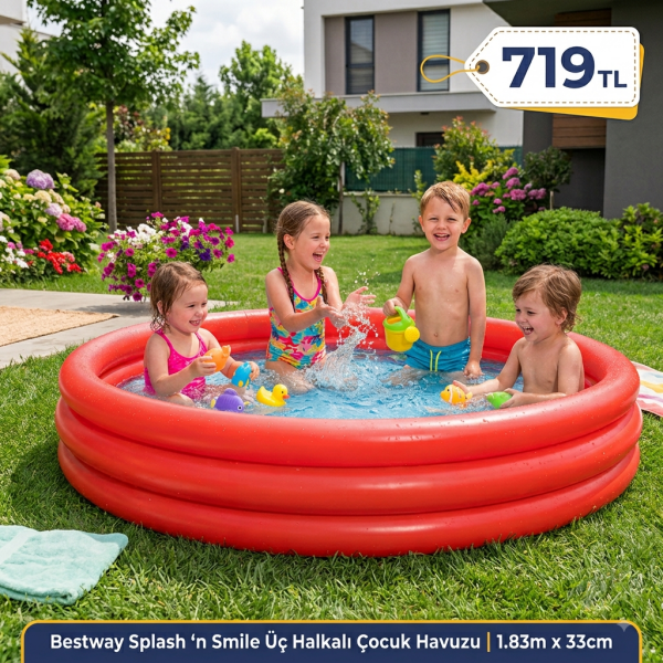 Bestway Splash 'n Smile Üç Halkalı Çocuk Havuzu - 183 x 33 cm