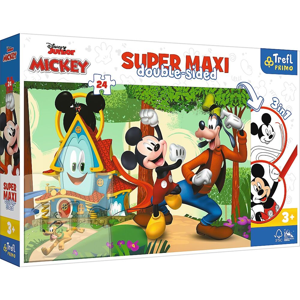 Trefl 24 Parça Puzzle Disney Süper Maxi Mickey Mouse 3in1 (60x40cm)