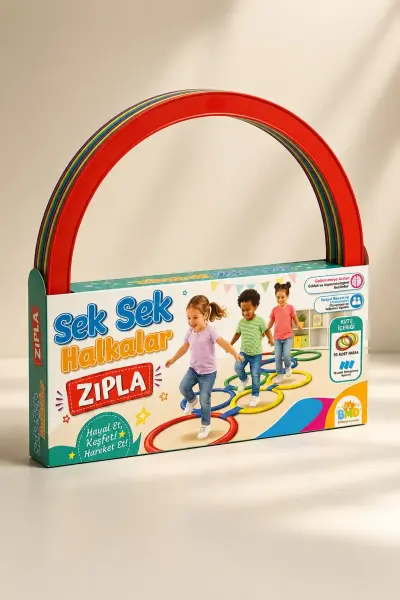 Eğitici Seksek Halka Oyunu - 10'lu Renkli Parkur Seti - BMD